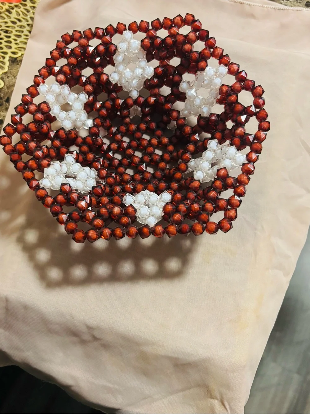 Handmade beaded basket
